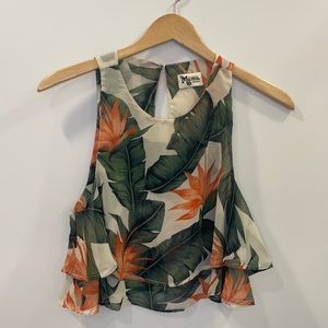She Me Your Mumu Tropical Crop Tank Top sz M